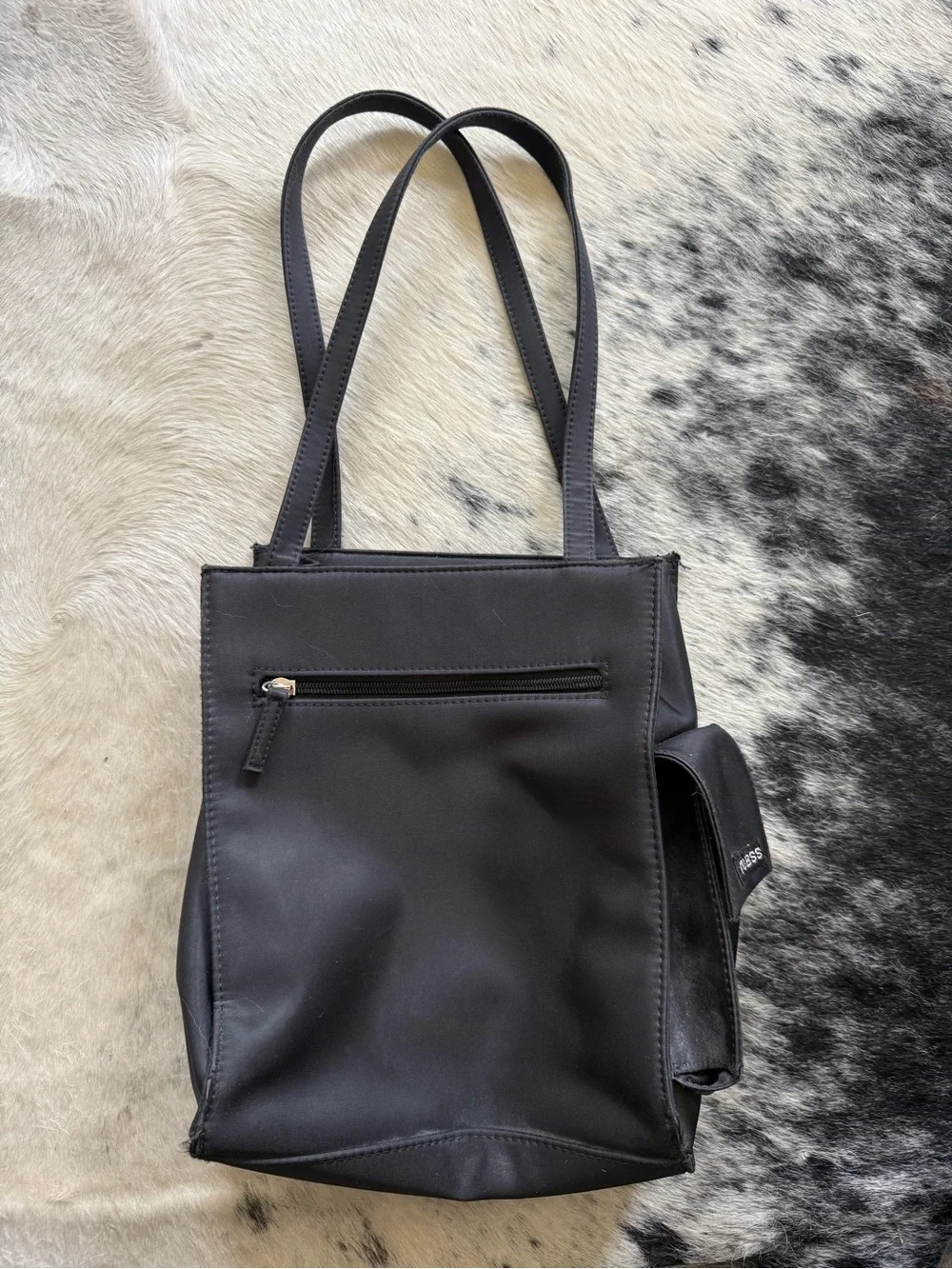 Vintage GUESS Black Leather Tote Y2K